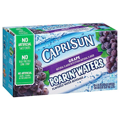 Capri Sun Roarin' Waters Flavored Water Beverage, Grape, 6 fl oz, 10
