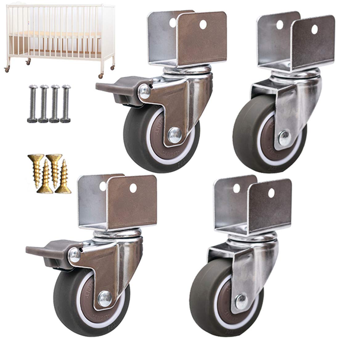 Small Swivel Furniture Caster Wheels, Baby Bed Replacement Castors