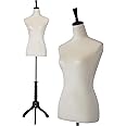 Mannequin Dress Form Female Sewing Mannequin Torso with Stand Adjustable 59-67 Inch Adjustable Mannequin Body for Sewing Counter Window Display (Beige, 59-67Inches)