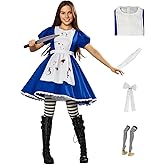 huashign Women's Lolita Maid Cosplay Costume Dress Bloody Apron Halloween Scary Costume