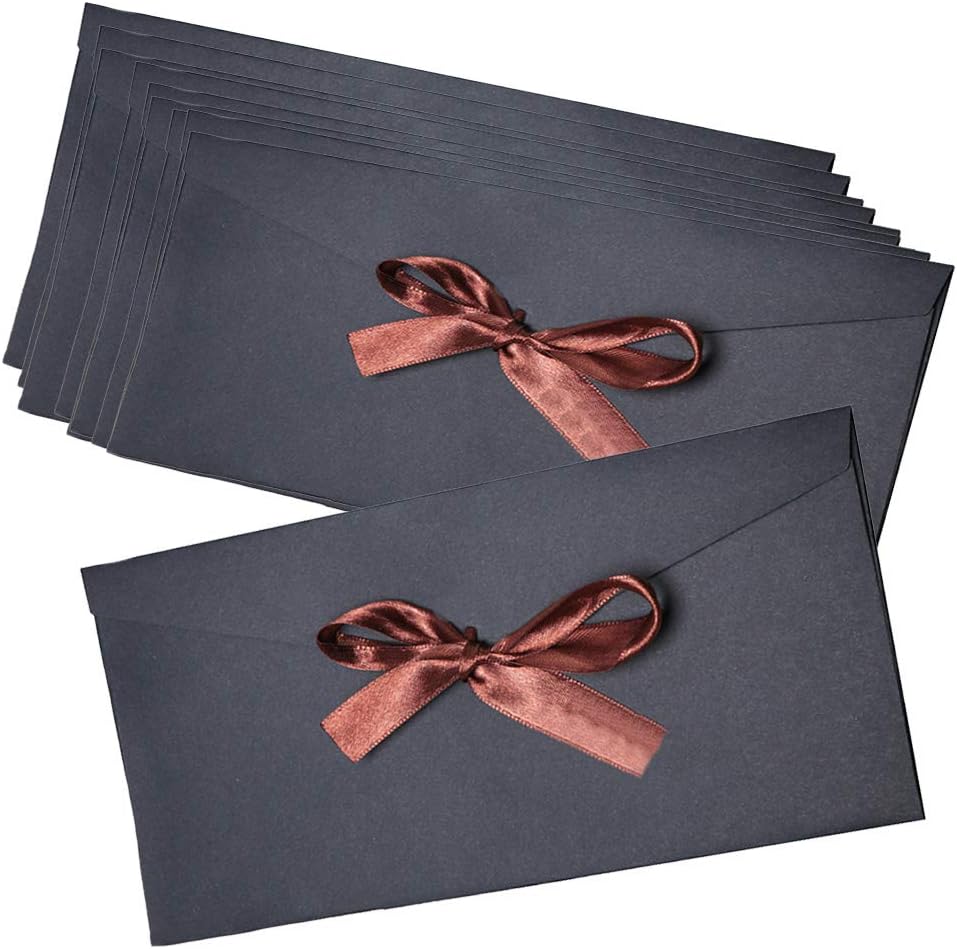 10Pack Kraft Paper Envelopes Gift Card Envelopes with Ribbon Bow