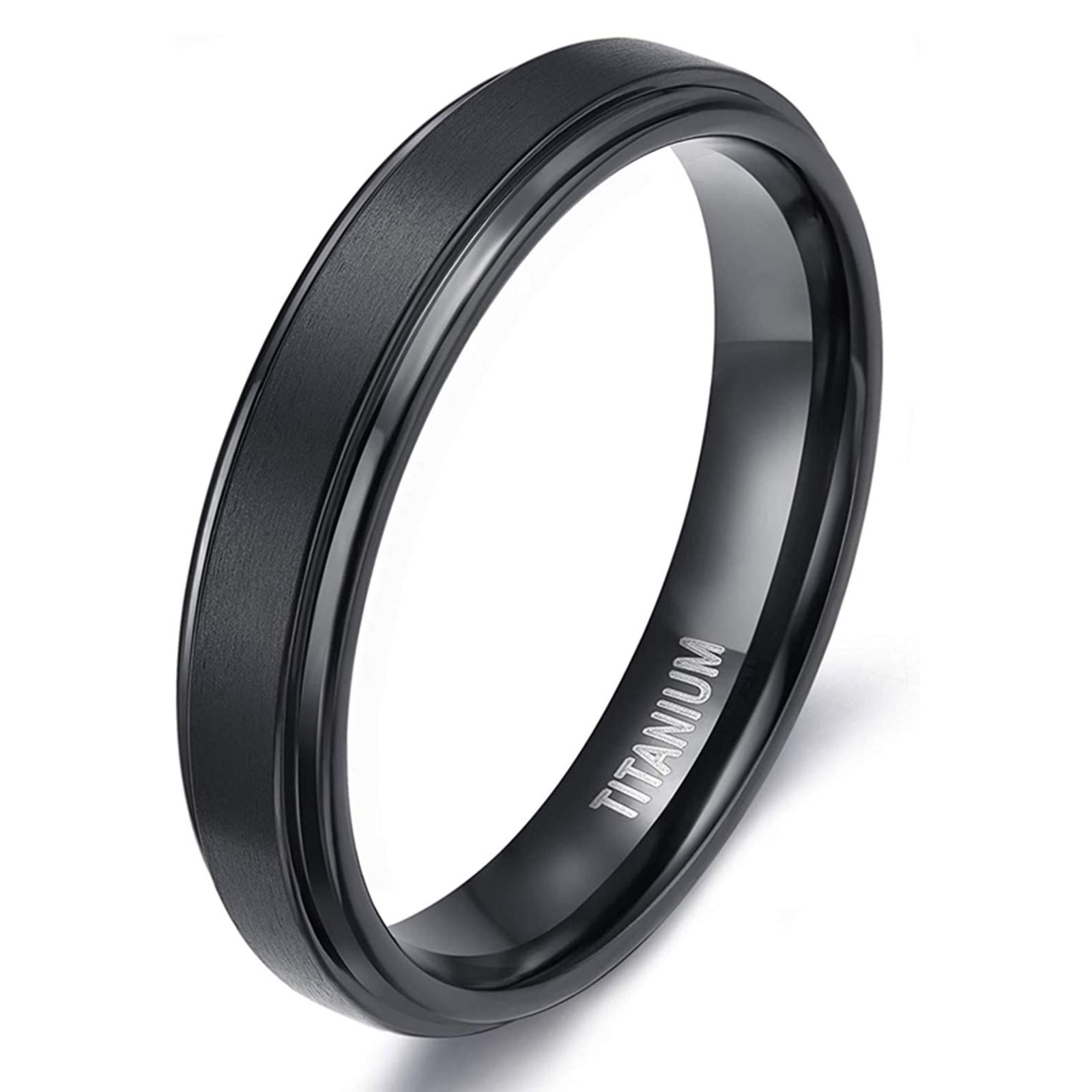 Zakk Men's Women's Titanium Engagement Rings Wedding Band Brushed Black Comfort Fit 4mm 6mm 8mm (4mm,Size Z)