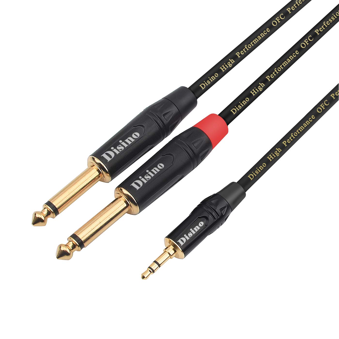 Disino TISINO 3.5mm Mini Stereo Jack to Dual 6.35mm TS Mono Plug Y-Splitter Cable Stereo Breakout Cord Lead - 2m