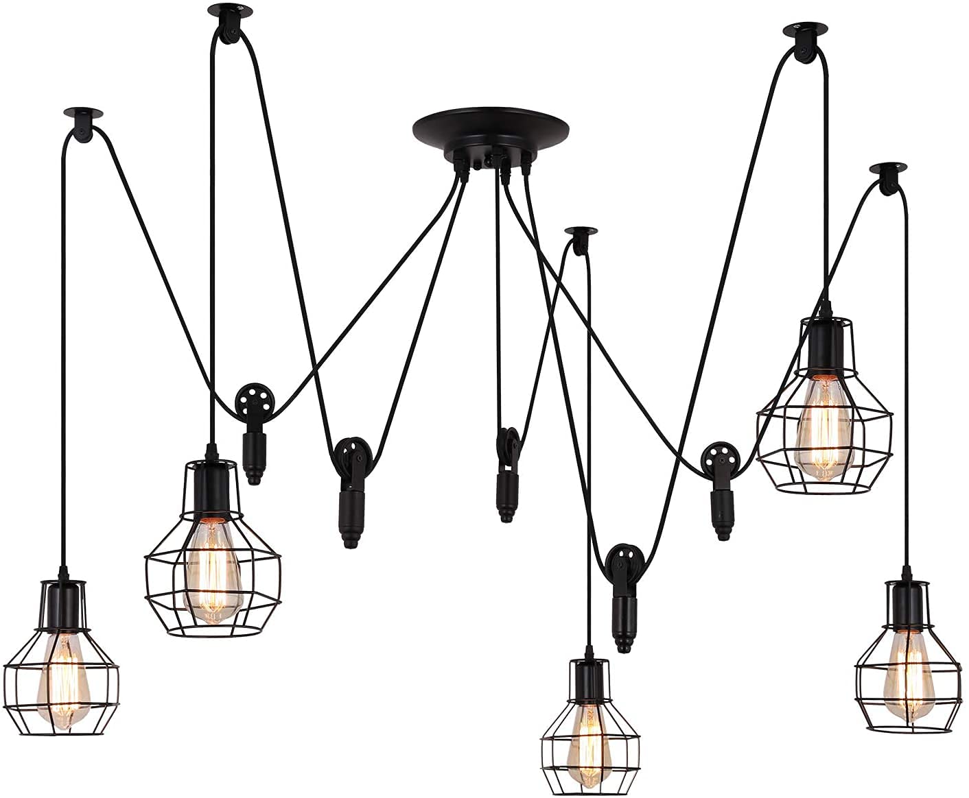 Photo 1 of Industrial Pendant Lighting 5 Heads, Adjustable DIY Vintage Style Spider Semi Flush Mount Ceiling Light,Edison Rustic Chandelier,Hanging Lamp Fixture for Dining Room,Kitchen Bedroom,farmhouse