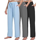 Kivdol 3 Pack Women's Lounge Pants Cozy Wide Leg Lounge Pants with Pockets Loose Flowy Yoga Sweatpants Workout Comfy Jogger