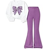 Girls Clothes 2 Piece Cute Butterfly Sweatshirt & Flared Pants/Cargo Pants Winter Outfits for Teen Girls 7-14Y