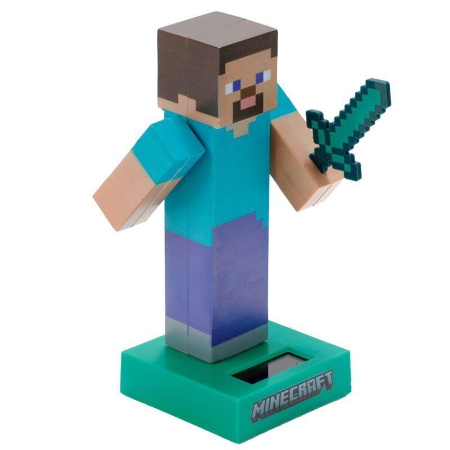 Puckator Minecraft Steve Solar Pal - Home Office Table Desk Dashboard Car Decor Decoration - Gift Ideas - Gifts For Teenage Old Boy Girl Dad Mums - Powered KIds Toys Toy Figure Figures