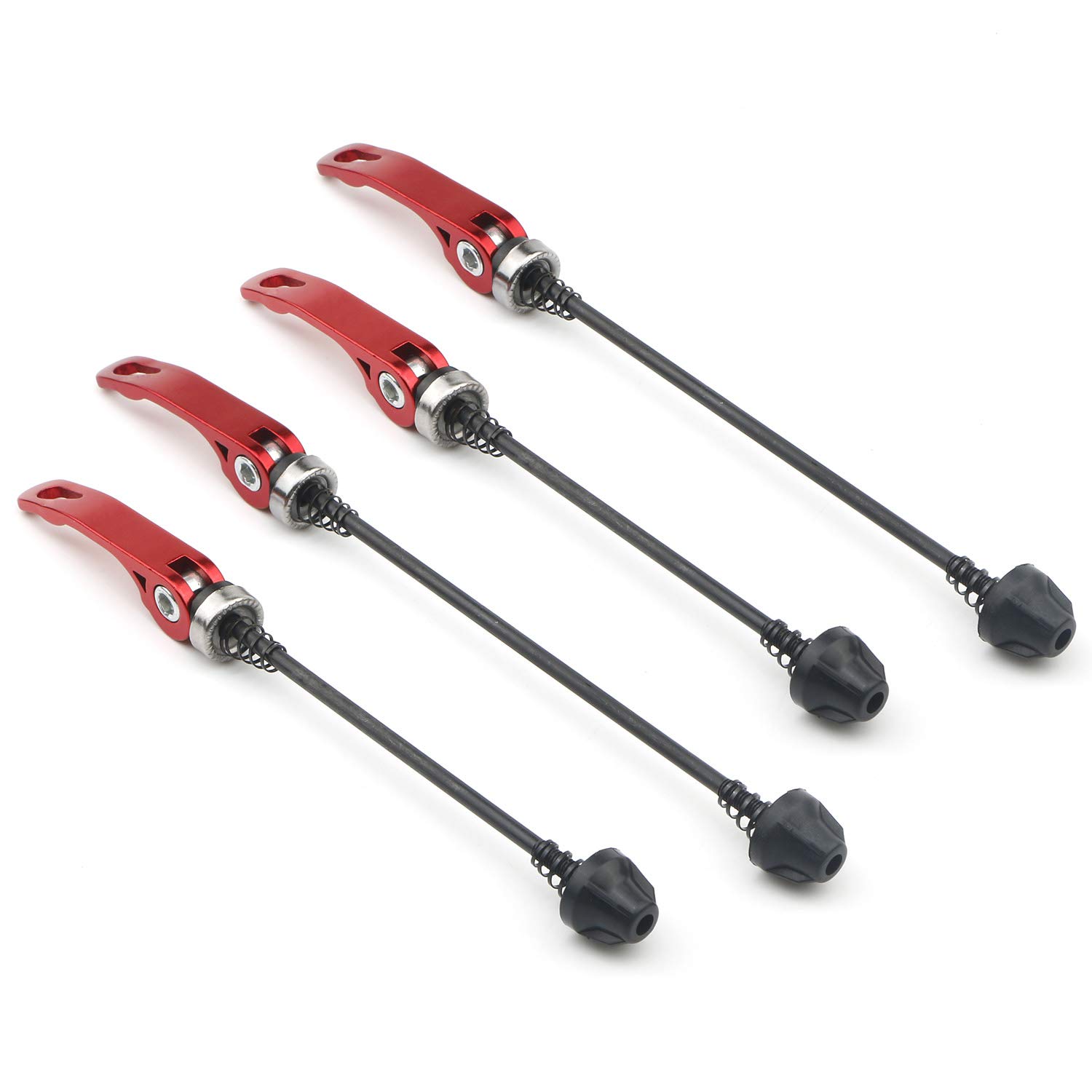 Pxyelec 2 Pair Quick Release Bicycle Skewer, Road Mountain Bike Front and Rear Axle Hollow Shaft Set (Red)