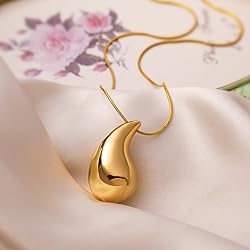 Teardrop Necklace Earrings Chunky Gold Hoop