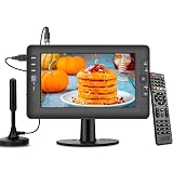 Jexiop 9" IPS Screen Portable TV with Digital ATSC Tuner, USB Port, AV Input, Built-in Rechargeable Battery, Mini TV for Camping, Caravan, Kitchen