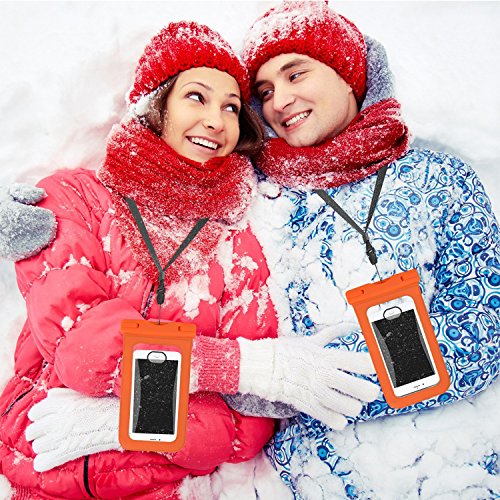 Universal Waterproof Case, HONEST KIN CellPhone Dry Bag Phone Pouch [Support for touch ID fingerprint]for iPhone 8/7/7 Plus/6S/6/6S Plus/SE/5S, Samsung Galaxy S8/S8 Plus/Note 8 6 5 up to 6.0''(Orange) - Thumbnail 7