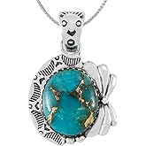 Turquoise Necklace 925 Sterling Silver Pendant & 20" Chain Southwestern Style