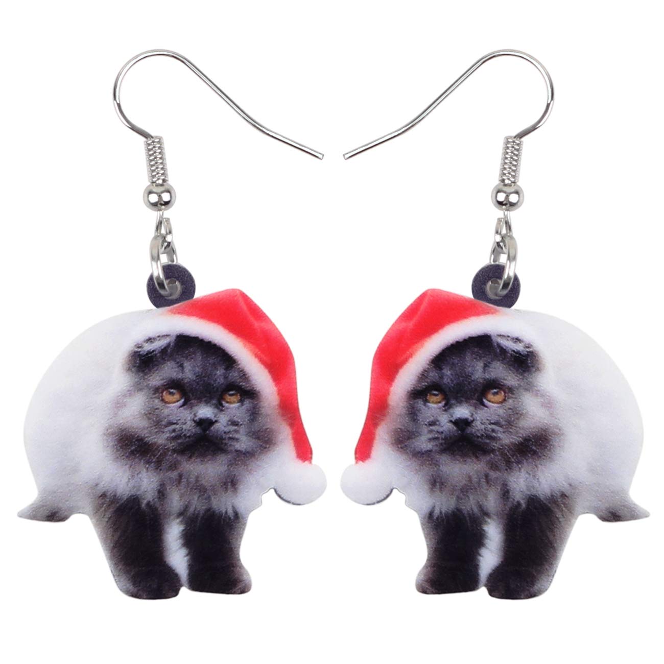 Bonsny Acrylic Drop Dangle Christmas Gifts Sweet Cat Kitten Earrings Pets Jewelry For Women Kids Teens (Black)