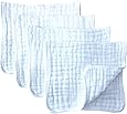 Muslin Burp Cloths 4 Pack Large 20" by 10" 100% Cotton 6 Layers Extra Absorbent and Soft by Synrroe