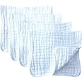 Muslin Burp Cloths 4 Pack Large 20" by 10" 100% Cotton 6 Layers Extra Absorbent and Soft by Synrroe