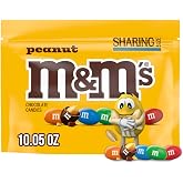M&amp;M'S Peanut Milk Chocolate Candy, Peanut M&amp;M'S, 10.05 oz Resealable Bag | M&amp;M'S candy with peanuts in a resealable 10.05 oz bag for snacking, sharing, candy bowls, movie snack, pantry, and office