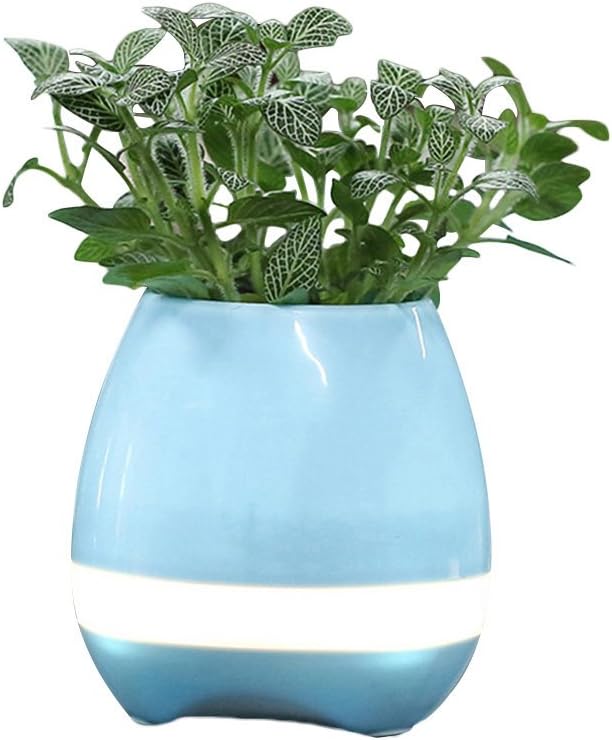 TOKQi Smart Finger Touch Wireless Bluetooth Speakers Music Flower Pot Planter Decor Home Decor -Blue