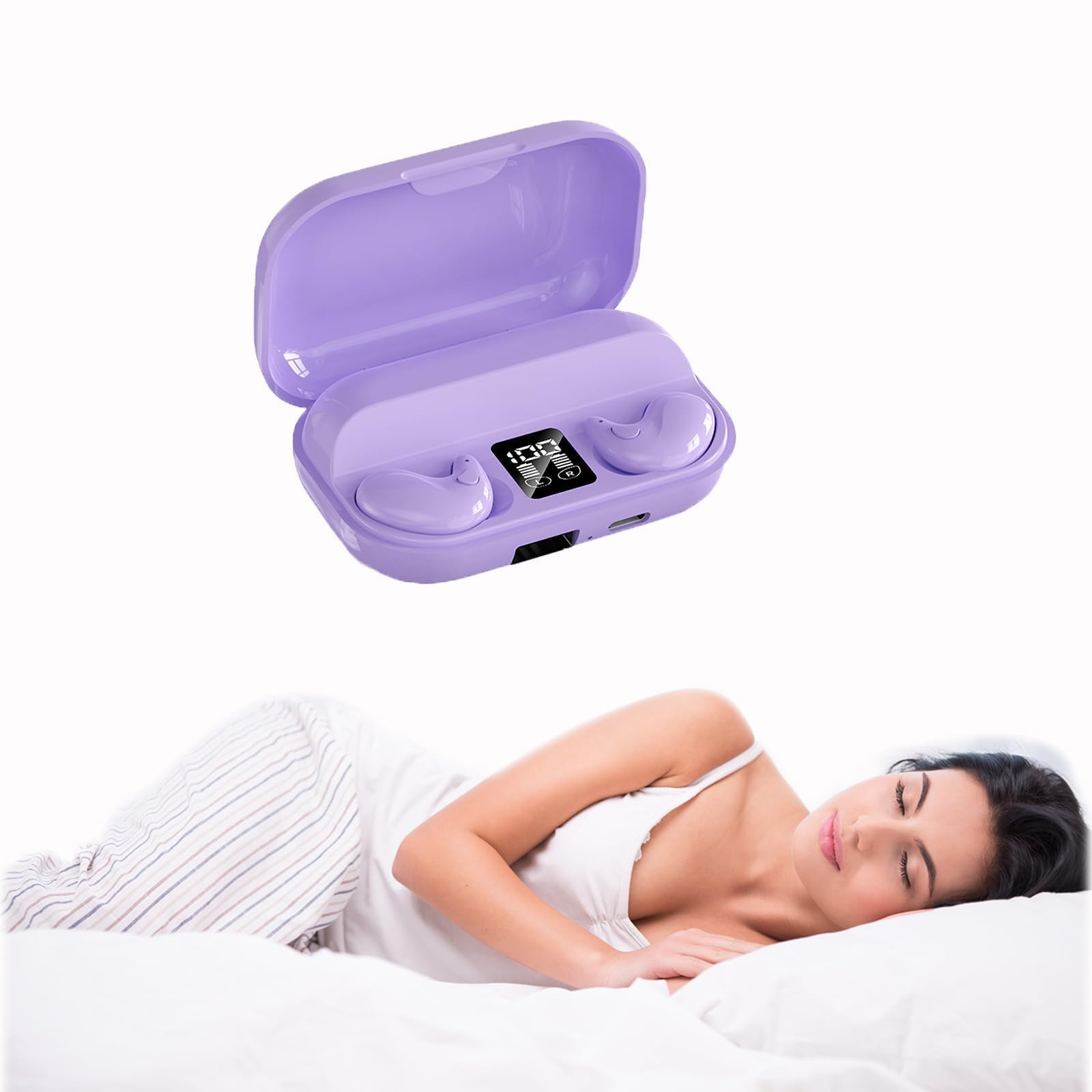 Xmenha Wireless Purple Invisible Sleep Earbuds For Side Sleepers Bluetooth Small Headphones Earphones Invisible Earbuds For Sleep Tiny Mini Hidden Invisible Wireless Sleeping Ear Buds For Small Ears