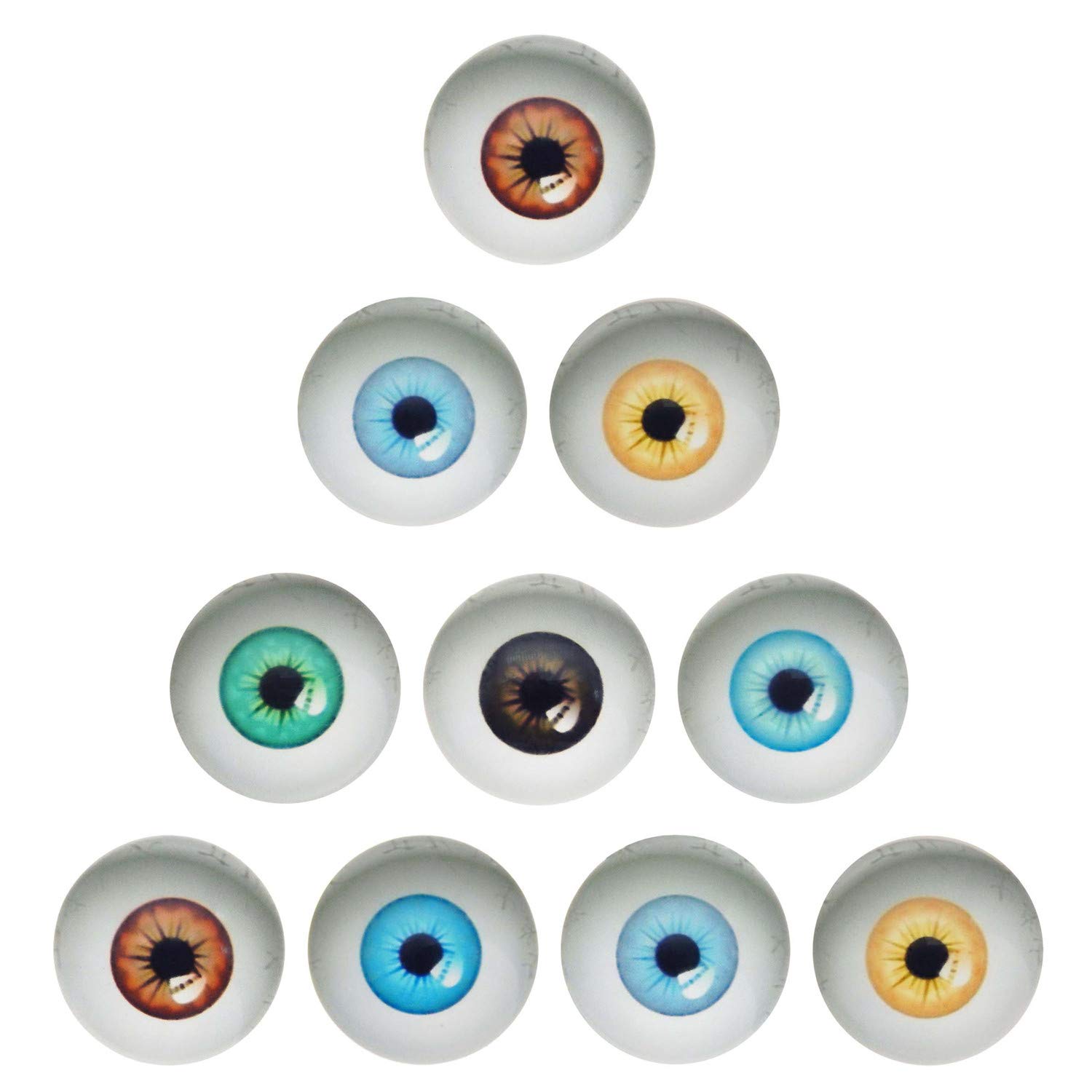 Julie Wang 100 pcs Light Colors Glass Eyes Pupils Eyeballs Flatback Cabochons DIY Scrapbooking Craft Jewellery Making Accessories 8mm