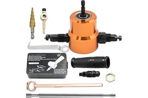 ZRENEYFEX 360 Degree Double Headed Sheet Metal Nibbler Drill Attachment Metal Cutter with Extra Punch and Die, 1 Cutting Hole Accessory and 1 Step Drill Bit