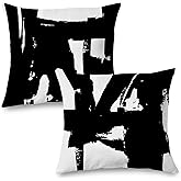 Supwhd Black and White Pillow Covers - 18x18 Decorative Pillows Set of 2 for Couch, Bed, Living Room