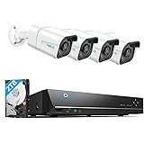 REOLINK H.265 4K PoE Security Camera System, 4pcs Smart 8MP Wired PoE IP Cameras with Person Vehicle Detection, 8MP 8CH NVR w