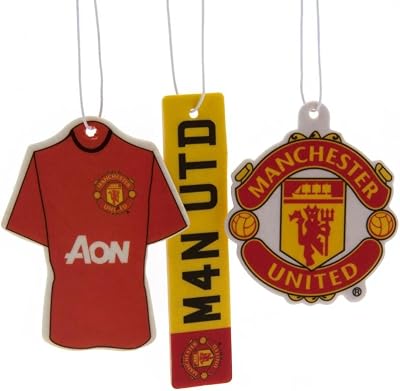 Manchester United F.C. 3 Pack Air Fresheners Crest Double-Sided Football Shirt