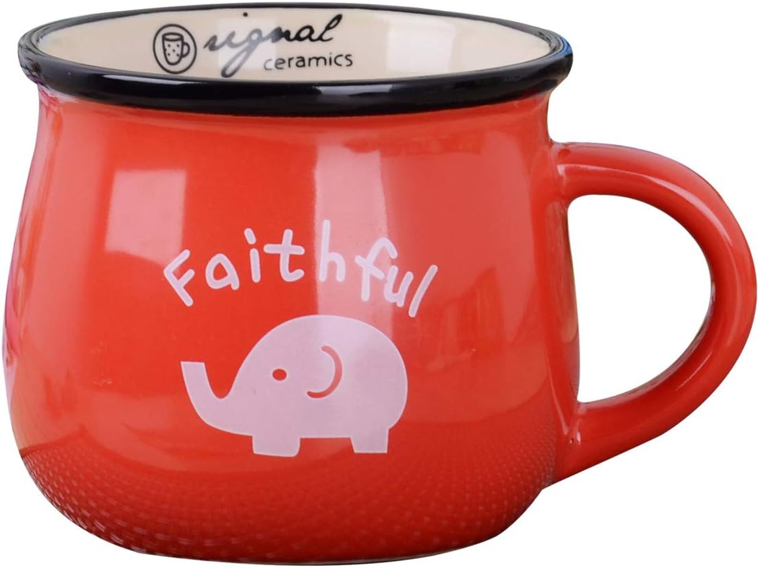 DawnLam 13 Oz Mug Sets for Coffee/Tea/Cocoa, Large Milk Mug, Coffee Milk Cup Porcelain Mugs Ceramic Coffee Cup (Red)