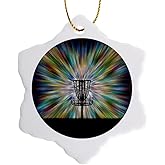 3D Rose ORN_243441_1 Disc Golf Basket Silhouette-Starburst Tie Dye Disc Golf Basket Design Snowflake Ornament, 3"