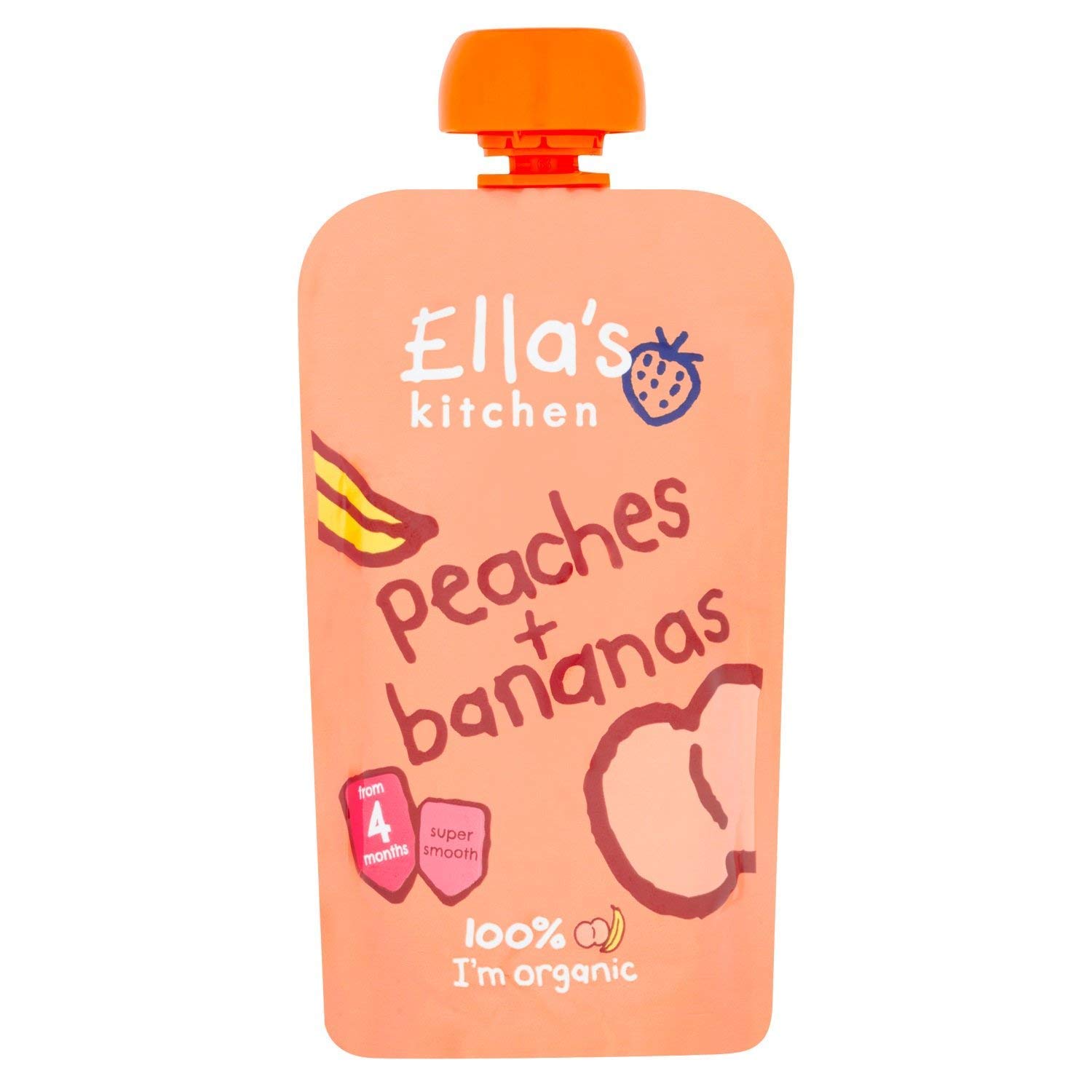Ella's Kitchen, Stage 1 From 4 Months Organic Peaches and Bananas ,120 g, (Pack of 7)