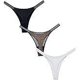 4UFIT G-String Thongs for Women Ice Silk Underwear Breathable Stretch Low Rise Sexy Ladies T-back Panties