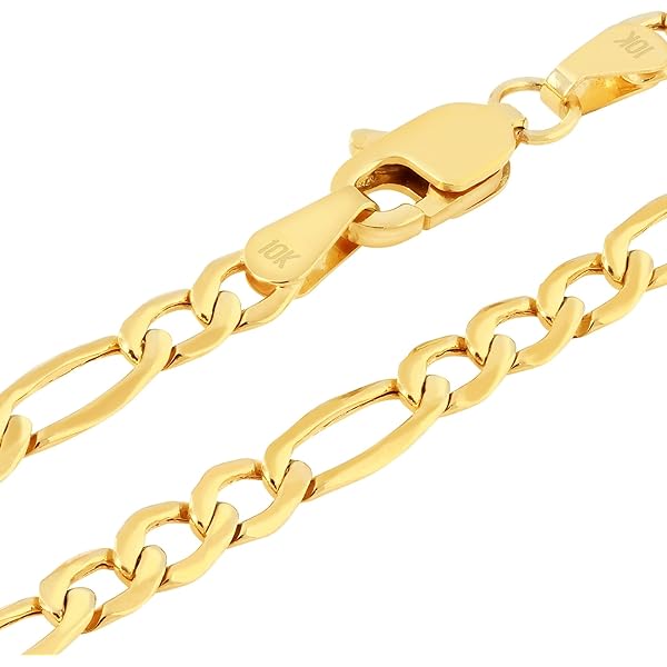 Amazon.com: Nuragold 10k Real Yellow Gold Figaro Link 7mm Chain