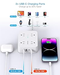 Extension Cord 25 Ft, HANYCONY Surge Protector