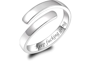 BEILIN 925 Sterling Silver Inspirational Jewelry Rings Adjustable Ring Personality Encouragement Gift for Teens Girls Women