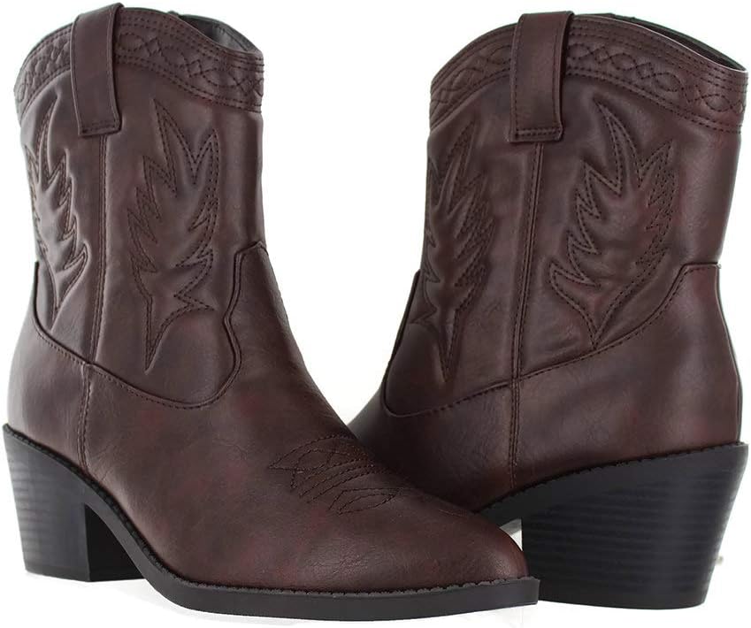Urban Heel Women's Western Cowboy Ankle Boots
