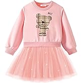 Arshiner Toddler Long Sleeve Dress Patchwork Tulle Tutu Girls Birthday Party Dresses Fall Clothes Size 2-6