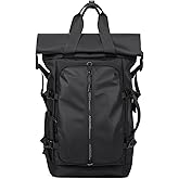 McBecdy Rolltop Backpack, Travel Backpacks for Men Women, Anti Theft Backpack with 15.6-inch Laptop Compartment, Waterproof Backpacks for Work, Business, Commuter and College
