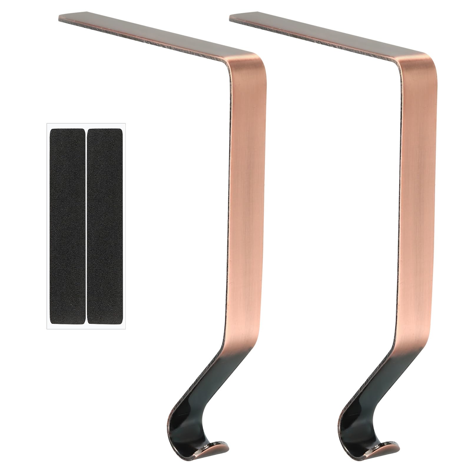 PATIKIL Christmas Stocking Holders, 2pcs Stocking Holder Stand Metal Hooks Reusable Right Angle for Fireplace Indoor Decorations Garland, Bronze