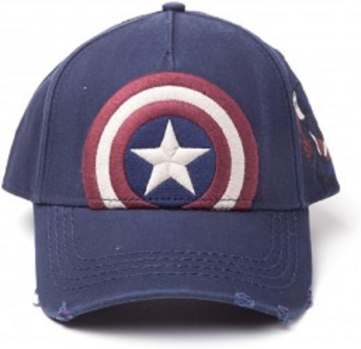 Captain America Baseball Cap Shield Logo Vintage Frayed Official Marvel Blue