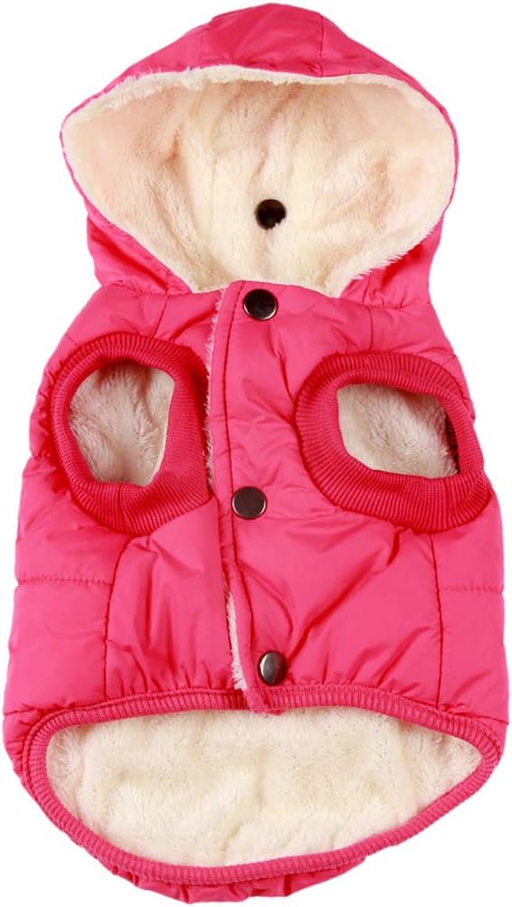JoyDaog(Warm Fleece Lining) Dog Hoodie in Winter,Medium Dog Jacket doggie Coats with Hooded(Pink L), Large