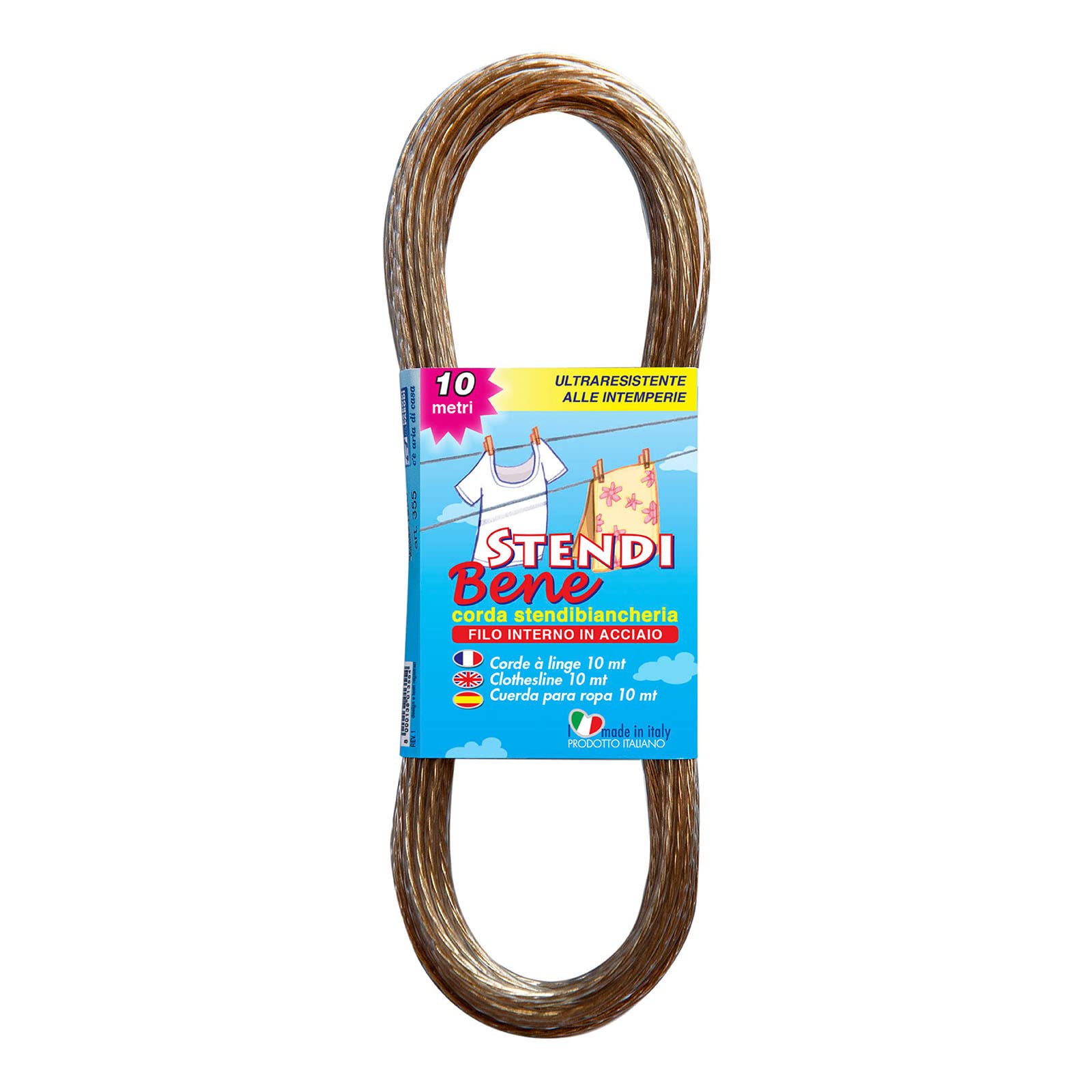 PARODI & PARODI - Outdoor Steel Clothes Drying Rack, Steel Laundry Rope, Resistant to Rain, Wind, Snow, Length 20 m, Rope Thickness 3 mm