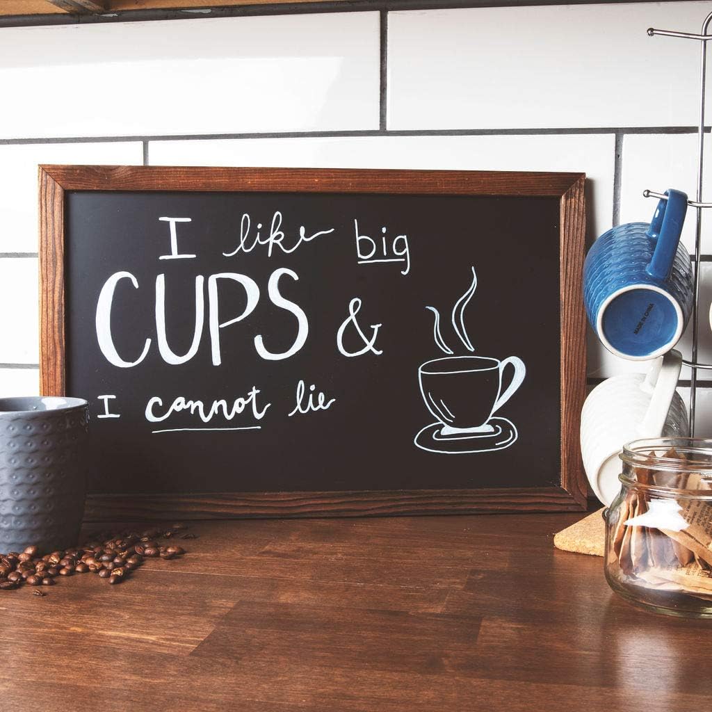 Wood Framed Magnetic Chalkboard Sign: 11x17 Inch Rustic Wall Hanging Blackboard Signs - Decorative Bulletin Board Chalkboards Perfect for a Kitchen Menu or Wedding Includes Chalk Marker and 2 Magnets : Office Products