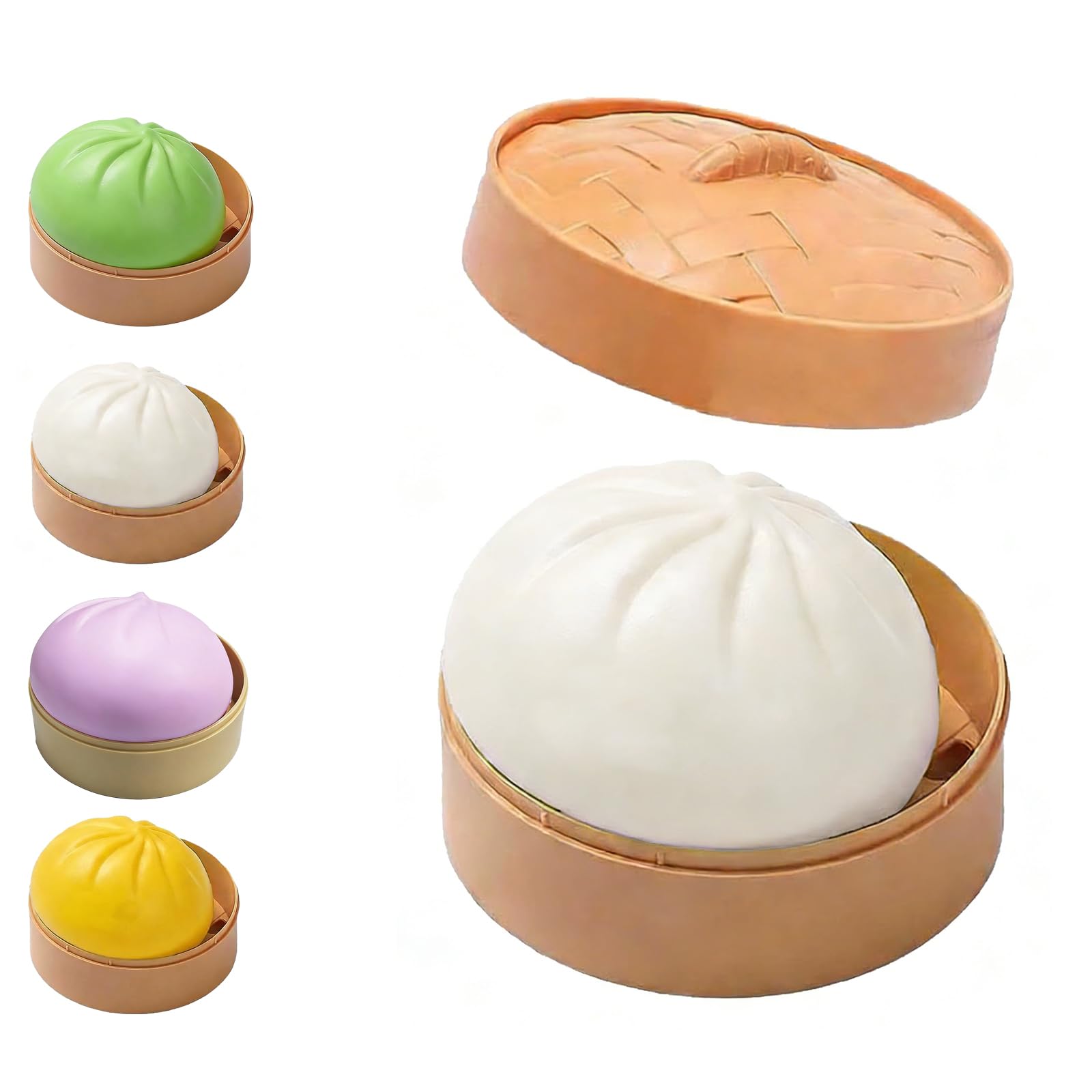 Dumpling Squishy Mystery Dumpling Squishy Stress Balls Fidget Sensory Toy Soft Squeeze Decompression Dough for Adults (White)