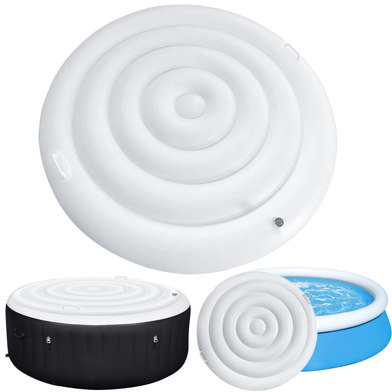 Inflatable Hot Tub Cover with Handles,Foldable Hot Tub Lid 138 cm,Round Hot Tub Enclosure with Quick and Easy Inflation,Windproof Rain-Proof Snow-Proof Insulated Hot Tub Lid for Hot Tub Protection