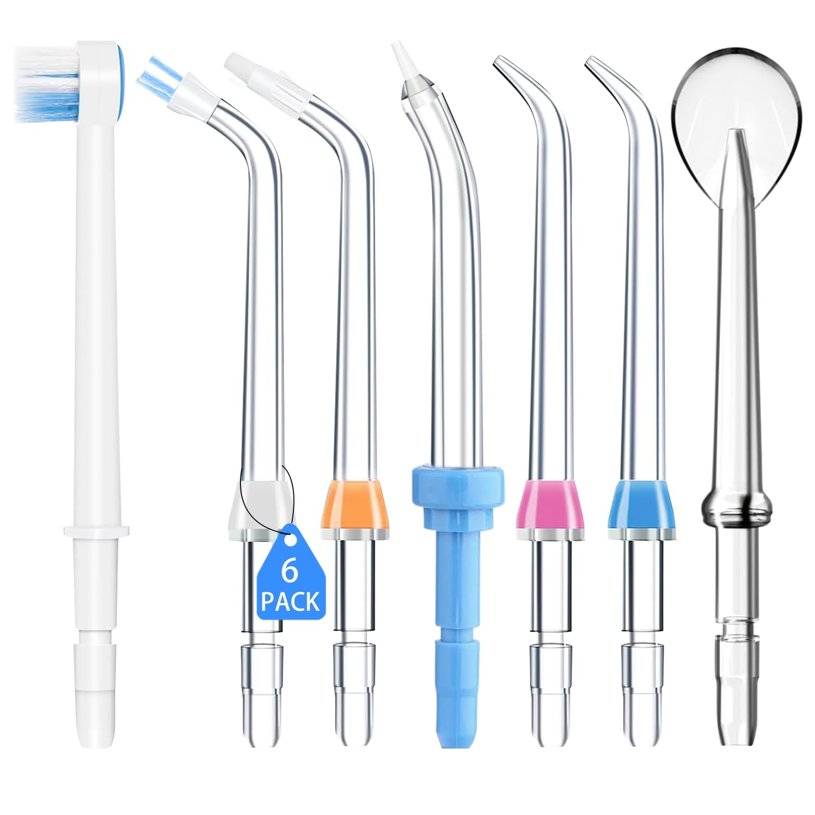 Oral Irrigator Nozzle for Waterpik, 7Pcs Water Flosser Replacement Heads Set, Plaque Seeker Tip Compatible with Waterpik, Durable Classic Jet Tips, Periodontal Tips for Cleaning Braces Teeth and Gums