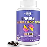 lipmaxmall Liposomal Alpha Lipoic Acid 1500mg-with Acetyl-L-Carnitine 900mg& Ubiquinol 100mg& Vitamin E 15mg，ALA Supplement for Antioxidants Glucose Metabolism Nerve Energy Cardiovascular,60 Softgels