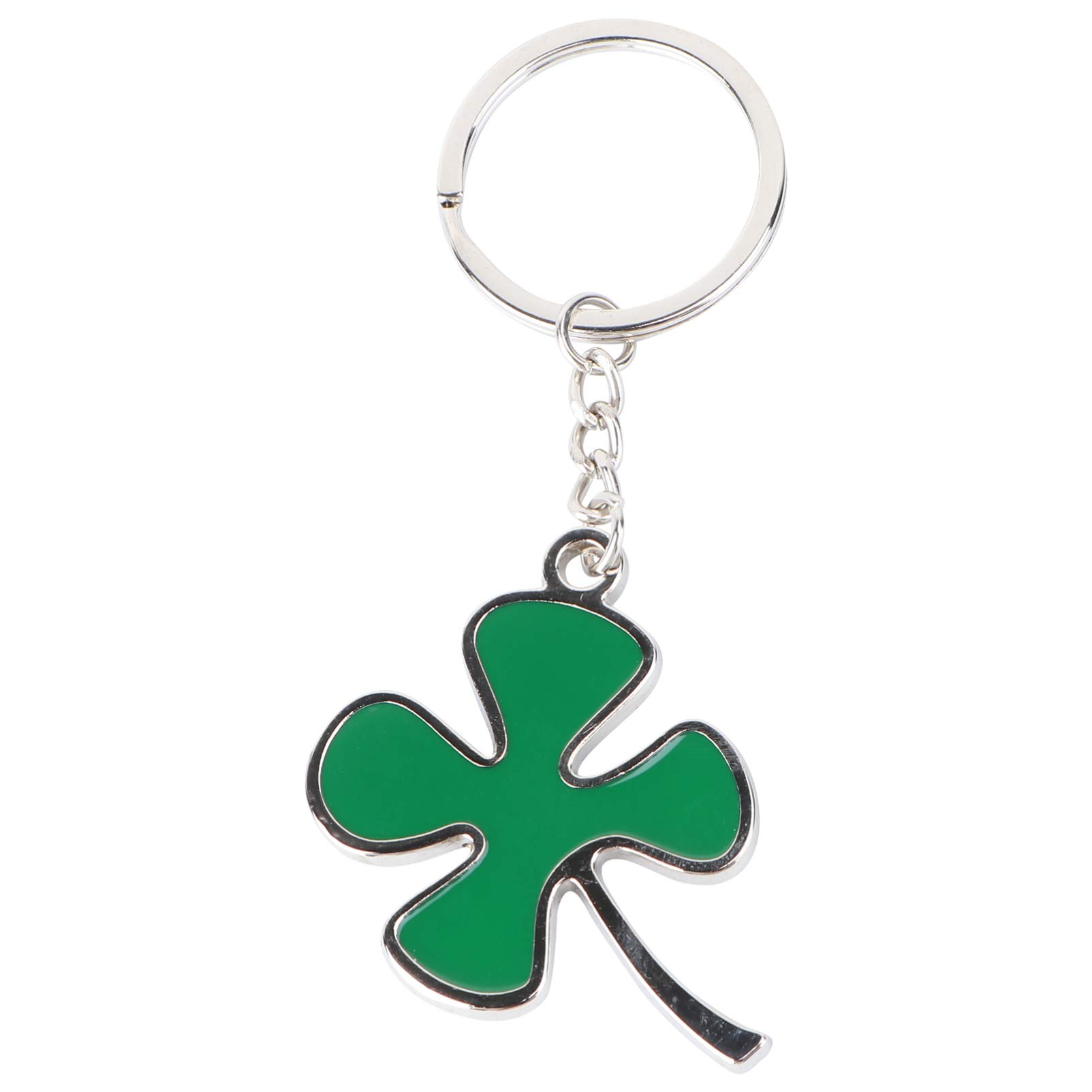Amosfun Keychain, Four Leaf Clover Design, St. Patrick's Day Gifts, Lucky Pendant, Green, Metal, Key Ring, Adults