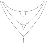 DAOCHONG Valentines Day Gifts S925 Sterling Silver Multilayer Layered Triple Long Chain Pendant Necklace for Women Jewelry