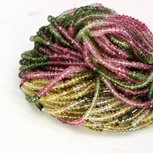 Tourmaline - Green and Pink Watermelon Tourmaline Rondelle, 13.5 inch full Strand - 2.5mm - AAA Quality, Micro Faceted