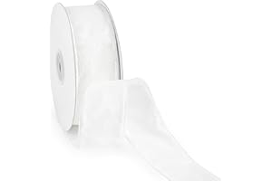 MAYREEL White Ribbon Wired 1.5 Inch Glitter Wired Ribbon White Christmas Decorations Christmas Ribbon Wired White Ribbon for Gift Wrapping Wreath Supplies Tree Topper Bow Crafts - 10 Yards